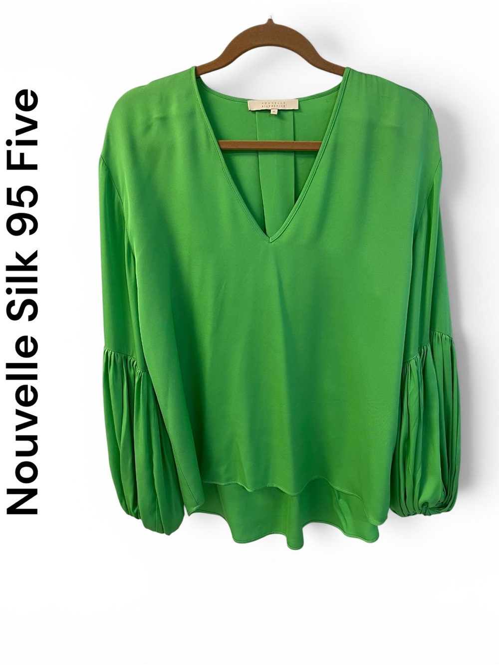 Nouvelle Silk 95 Five Long Sleeve Blouse Medium Emerald Green EUC